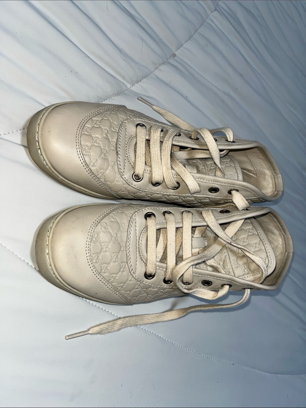 Gucci Women's Cream Lace-Up Sneaker - Cream - Picture 7 of 7